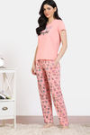 Zivame Joyful Jingles Knit Cotton Pyjama Set - candlelight Peach — thumbnail 3